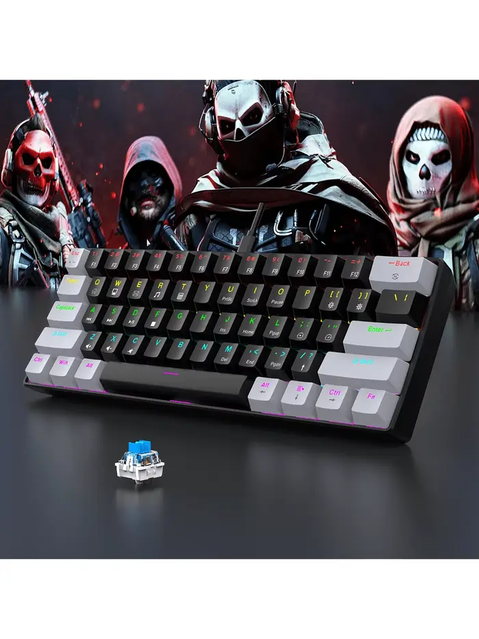 Clavier mécanique de jeu filaire 60%, rétroéclairé rvb, Mini disposition Ultra compacte pour joueurs