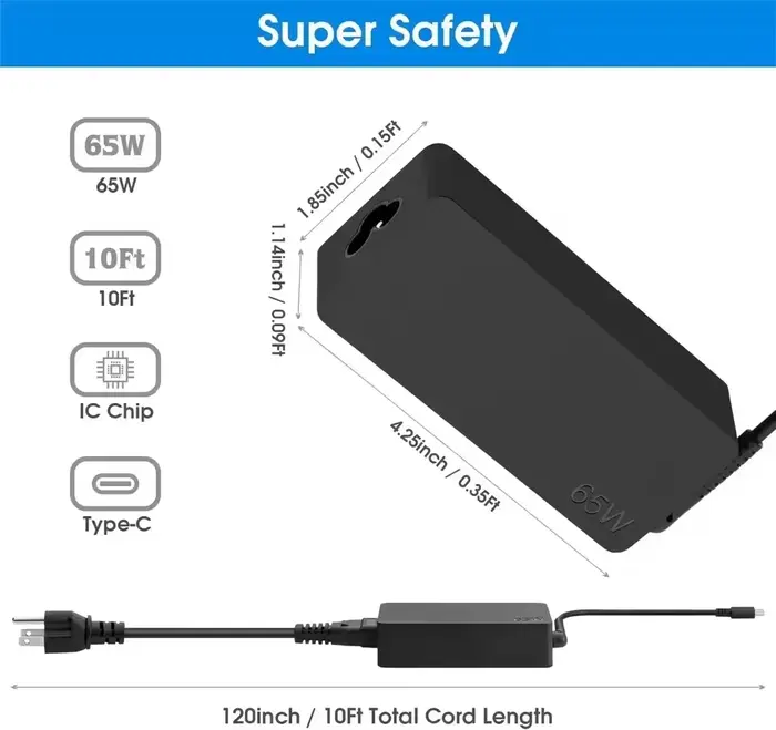 Adaptateur de chargeur d'ordinateur portable Type C