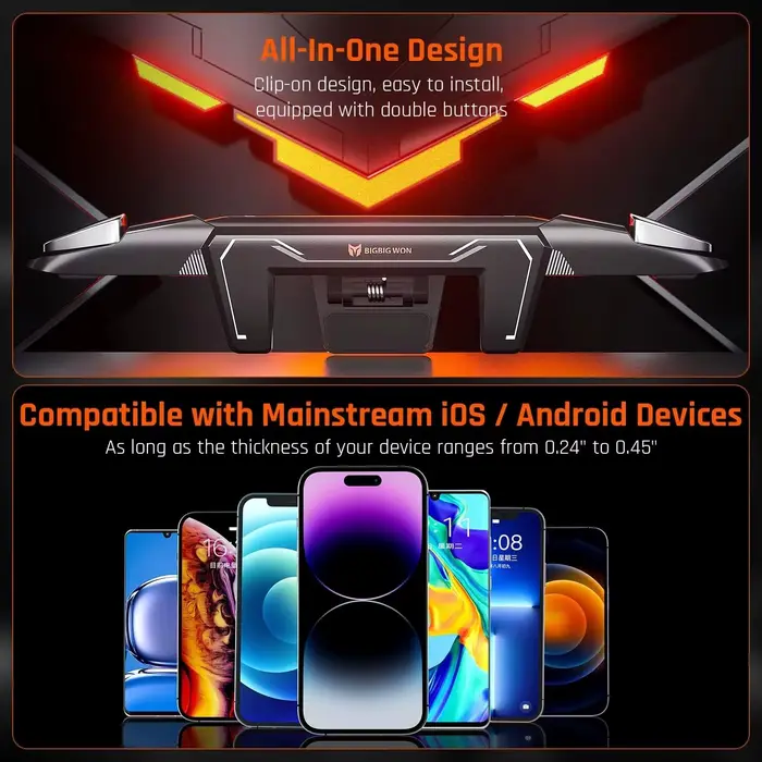 BIGBIG WON Mechager Plus M3 contrôleurs de déclencheurs de jeu mobiles serrage intégré Plug and Play pour téléphone iOS Android