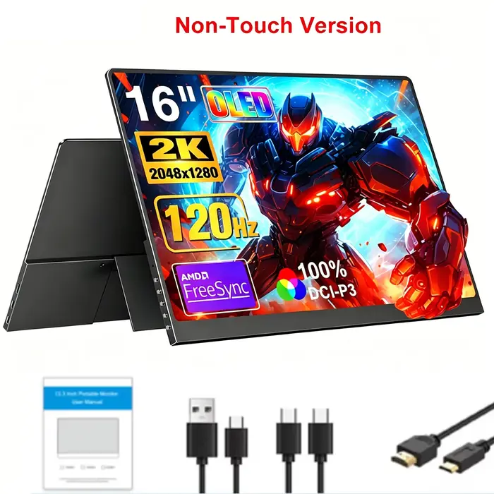 Moniteur portable WonTim 16,0 pouces 2K OLED 500 Nits 120 Hz UHD DCI-P3, écran externe 149 % sRGB US