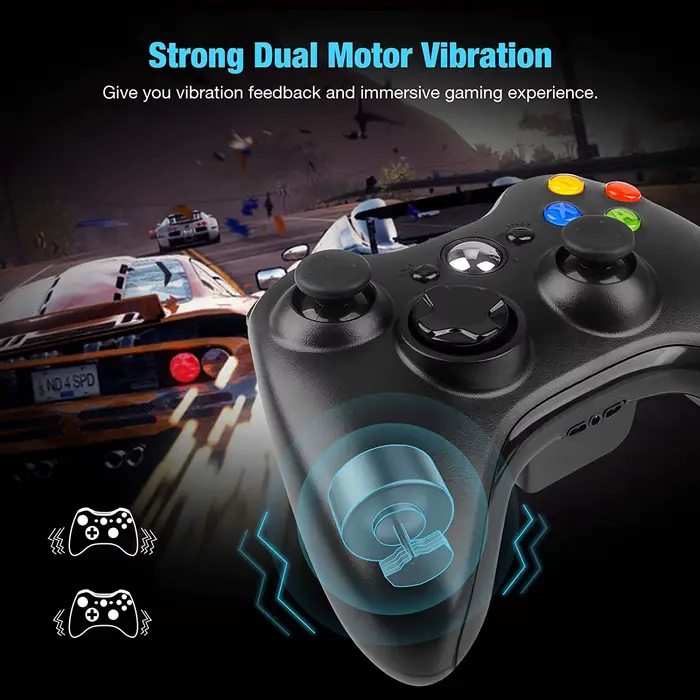 Contrôleur de jeu GAMROMBO pour Xbox 360/mince/console PC manette de jeu sans fil/filaire avec poignée ergonomique