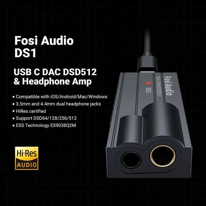 Fosi Audio DS1 DSD512 HiFi USB DAC Dongle amplificateur de casque Mini décodeur Audio prise en charg