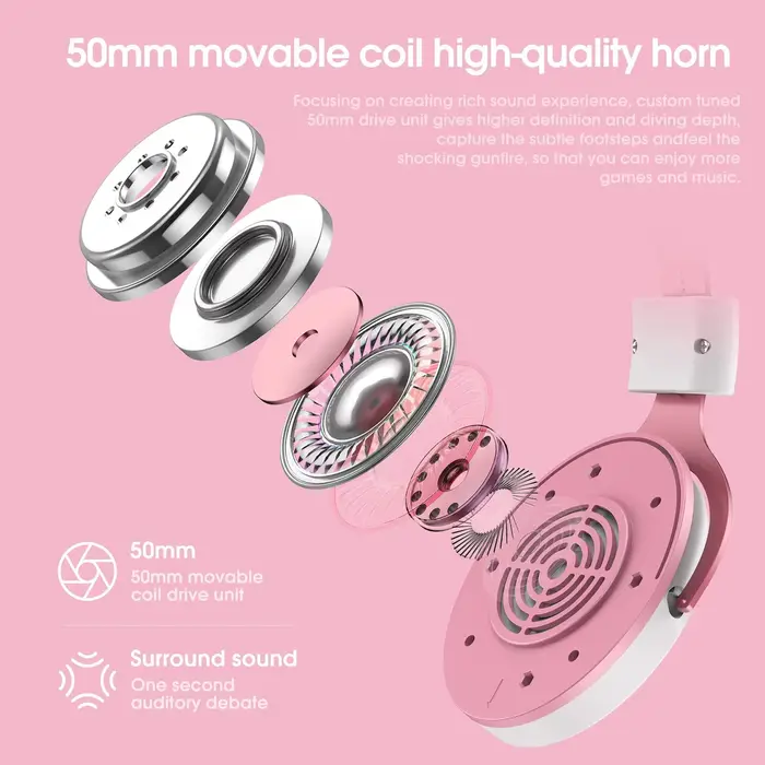 ONIKUMA-Casque de jeu X10 avec poignées amovibles, oreille de chat mignonne, éclairage RBG, casque d