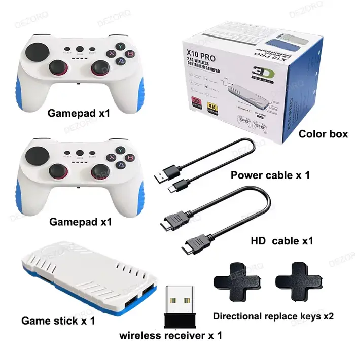 128G X10 PRO GameStick 4K HD TV Console de jeu vidéo jeux 3D 40 + simulateurs S905 x 3 jeux rétro do