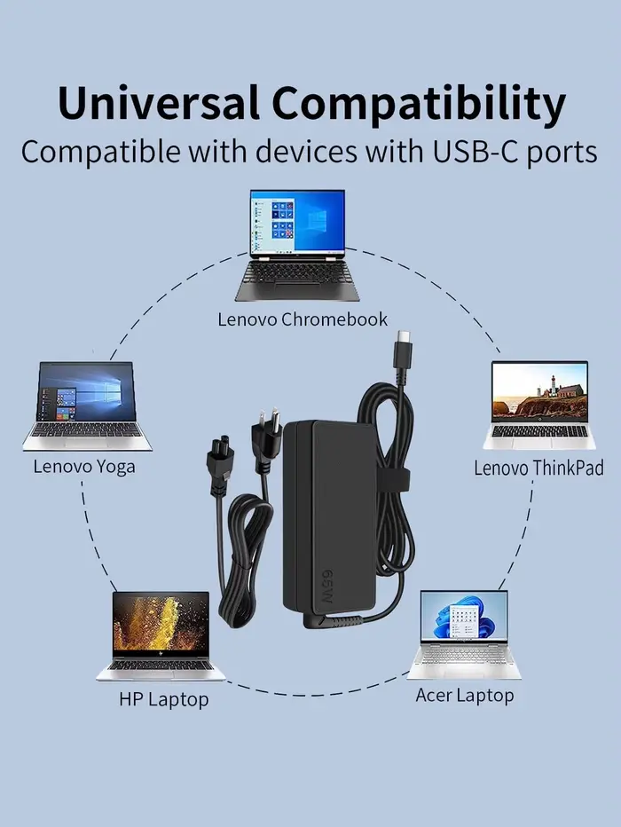 Reletech-Chargeur USB Type-C 65W pour ordinateur portable