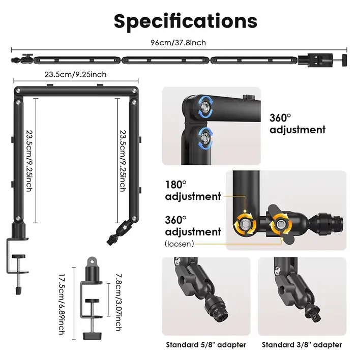Support de microphone réglable pour bureau