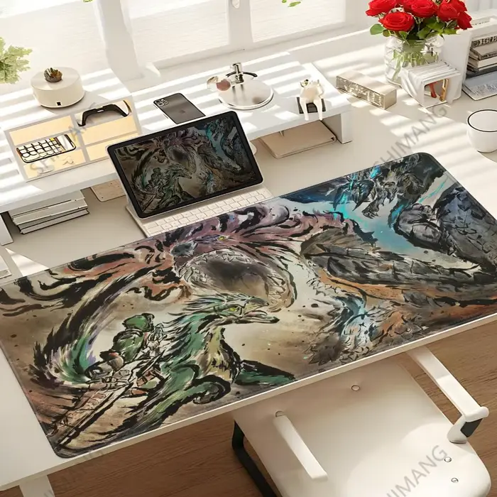 Tapis de souris Monster Hunter Wildlands, tapis de bureau pour clavier, en caoutchouc Kawaii, tapis 
