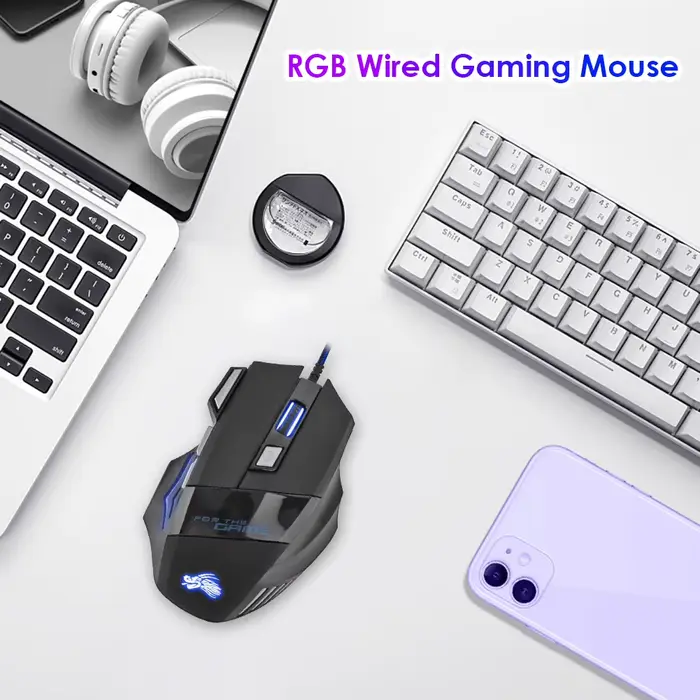 Souris de jeu filaire, rétroéclairée