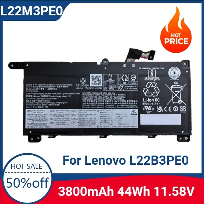 Nouvelle batterie de haute qualité 11.58V 44Wh L22M3PE0