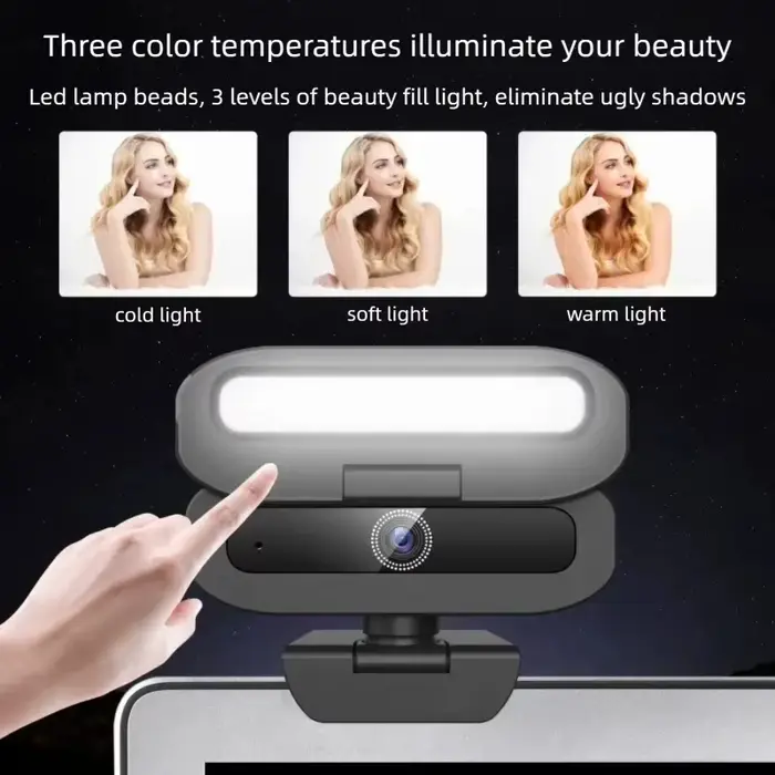 Webcam 4K pour PC avec lumière d'appoint LED