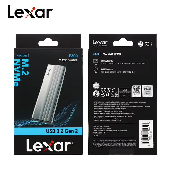 Boîtier SSD M.2 Lexar Original E300 USB 3.2 Gen 2 Type C