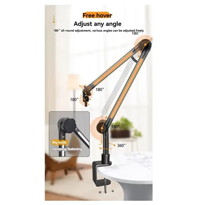 Support de bras de Microphone RGB, bras de micro avec lumière RGB, support de ciseaux à flèche de Su