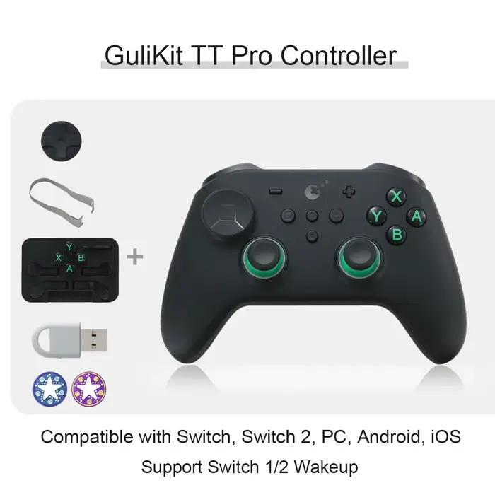 Manette de jeu GuliKit TT Pro avec joysticks TMR, adaptateur Hyperlink 2, anti-drift, pour Nintendo