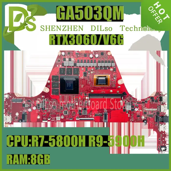 GA503QS GA503QR carte mère d'ordinateur portable R7-5800H R9-5900H RTX3080/RTX3070 RTX3060 16GB/8GB-RAM pour ASUS ROG