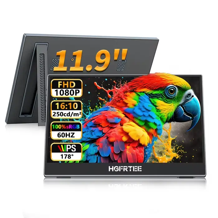 Moniteur Portable 11.9 pouces 100% SRGB 1080P FHD IPS USB-C, deuxième moniteur de jeu externe Ultra-