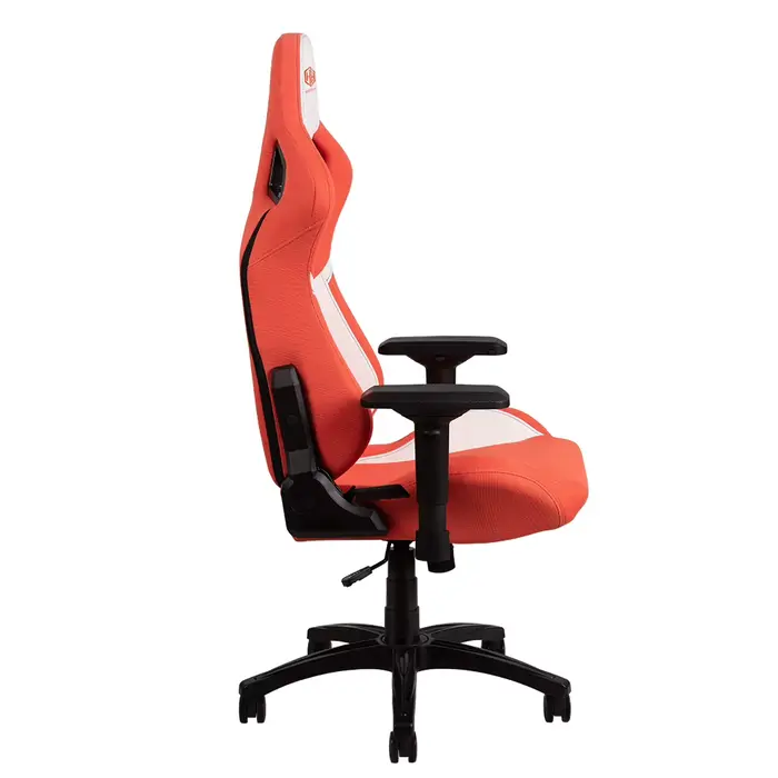 Chaise de bureau et gaming ergonomique 4D pivotante à dossier haut en similicuir PU orange