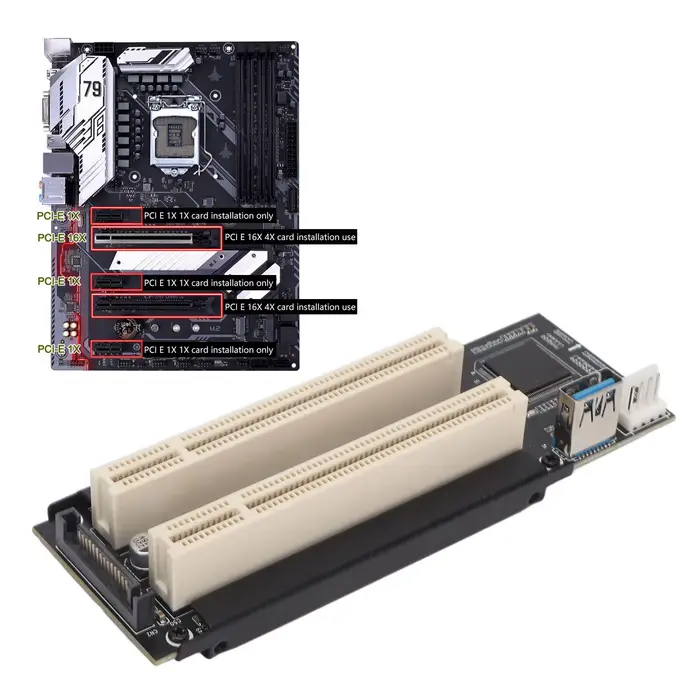 Carte PCIe vers double PCI pour Windows
