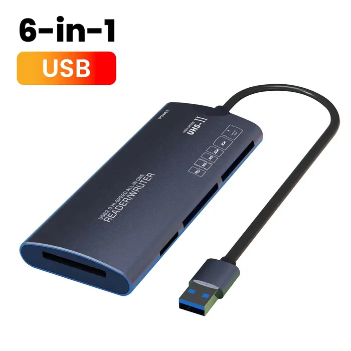 Lecteur de carte mémoire USB 6 en 1 multifonction Type C SD/TF/MS/XD/CF