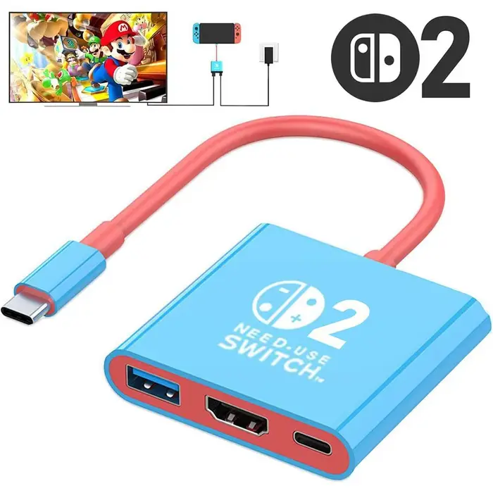Pour Switch2 Type C Station d'accueil HDMI + USB3.0 + Port PD 3 en 1