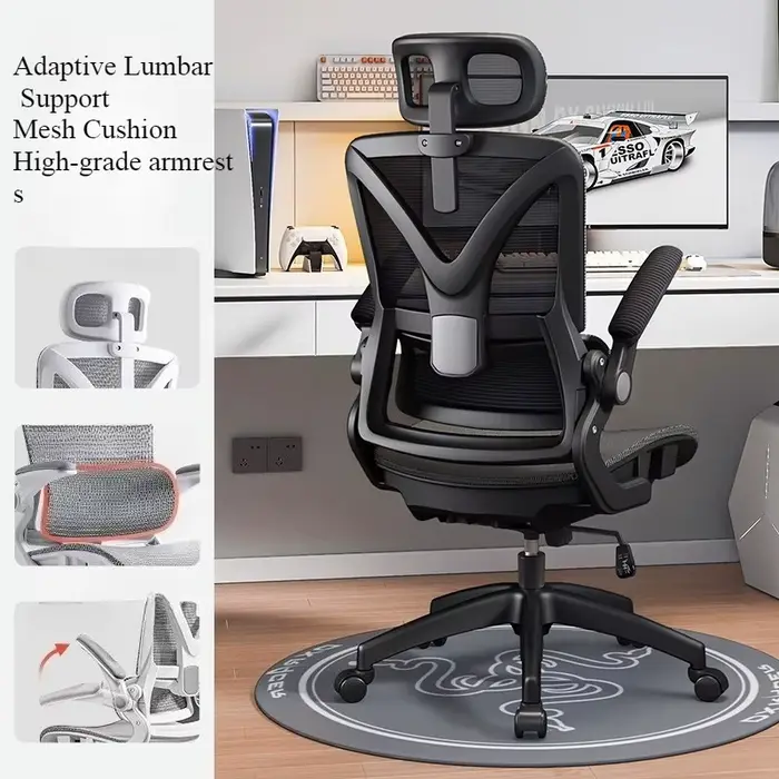 Chaise De jeu ergonomique Support lombaire 3D course pivotant réglable maille respirante haute densité éponge siège Silla De Escritorio