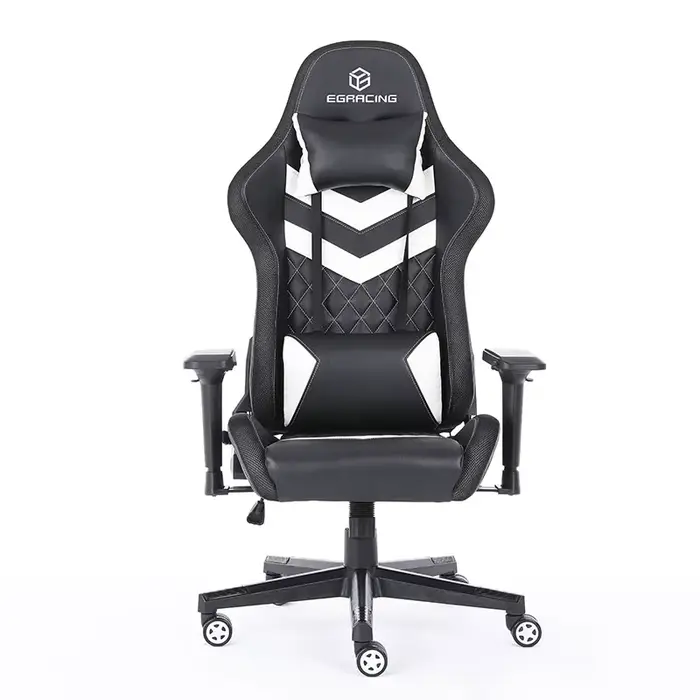 Chaise de jeu ergonomique en cuir PU noir pour bureau et gaming