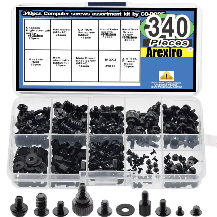 Kit d'assortiment de vis de disque dur pour carte mère, 340 pièces, supports de carte mère, vis de P