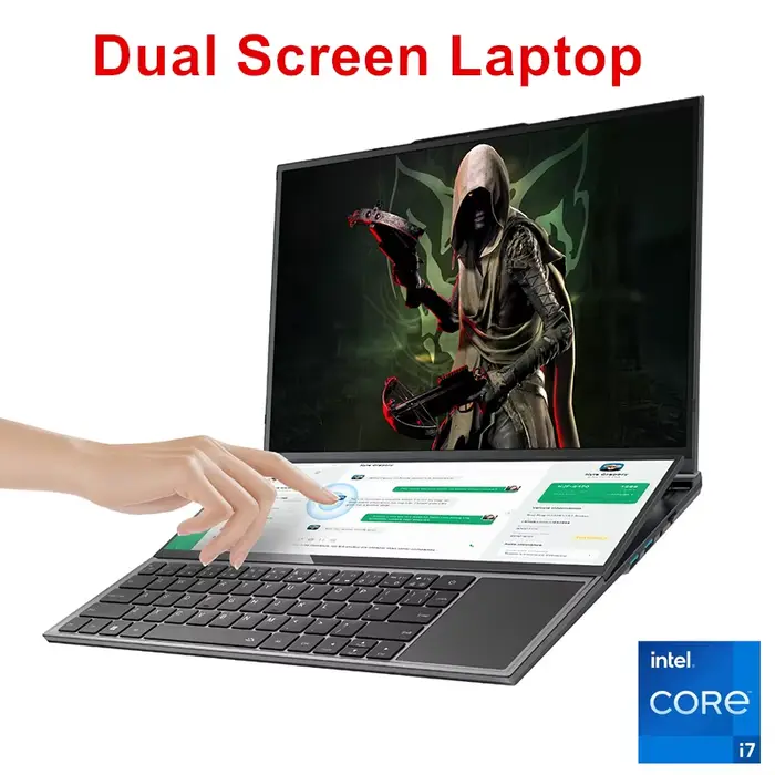 Ordinateur portable de jeu d'écran de touristes de Topton 16 pouces IPS + 14 en effet tactile Intel 