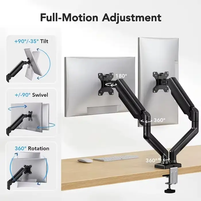 Support pour double moniteur pour écrans 13′′–32′′