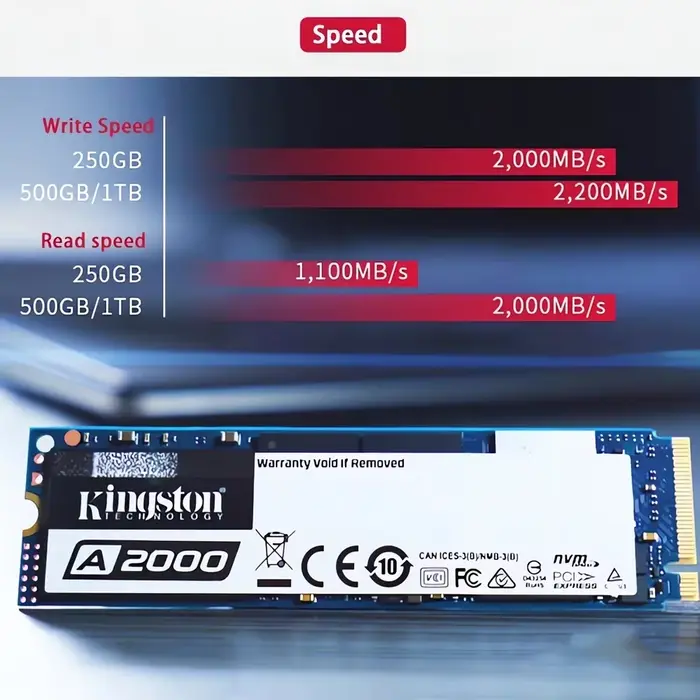 Kingston SSD A2000 NVMe PCIe M.2 2280 250GB 500GB 1TB disque dur interne à semi-conducteurs pour PC 