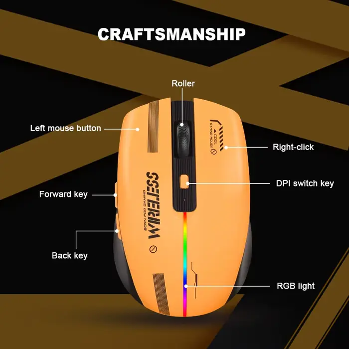 T19 souris de jeu ergonomique Rechargeable USB 2.4G sans fil RGB lumière ordinateur de bureau ordinateurs portables