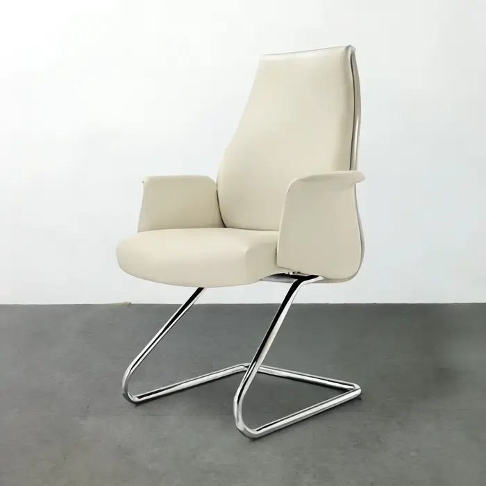 Chaise de bureau ergonomique blanche avec roulettes et support lombaire, pour adultes, usage commerc
