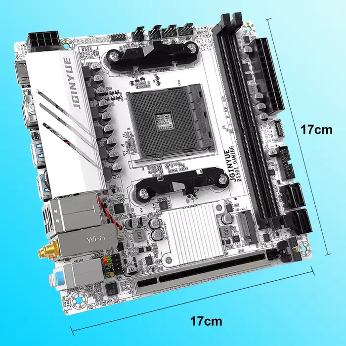Jingyue B550i GAMING Mini ITX carte mère DDR4 prise en charge de la mémoire AM4 Ryzen 5600GT/5600/5700X PCIe 4.0 double M.2 WiFi 6 PC de jeu