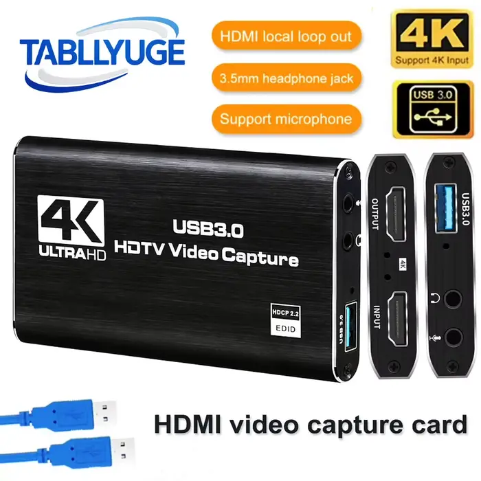 TABLLYUGE 4K USB 3.0 HDTV carte d'acquisition vidéo compatible HDMI enregistreur