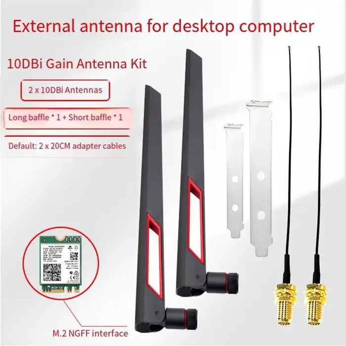 BE202 carte Wifi7 + antenne 2X10db 5374M Tri-Band 2.4/5/6G