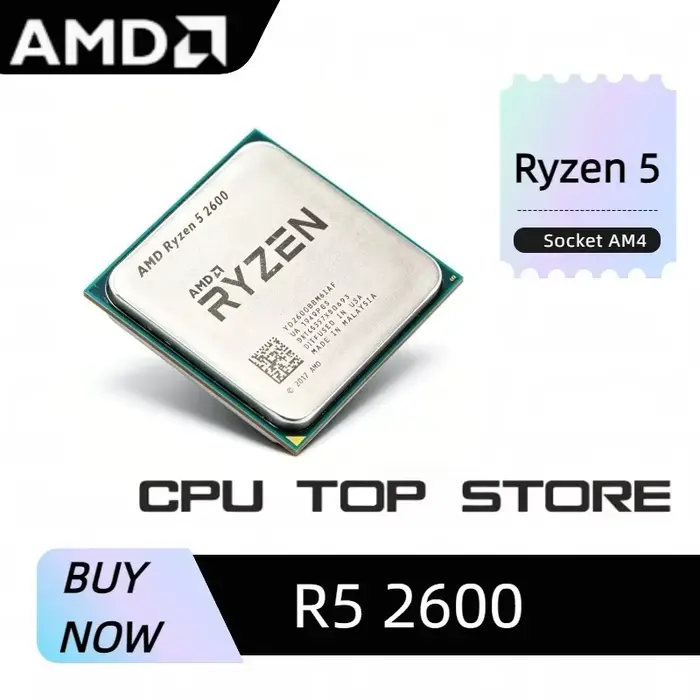 Processeur de bureau AMD R5 2600 6 cœurs 12 threads