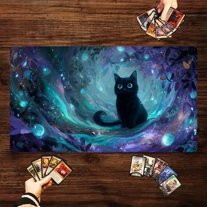 Tapis de jeu Magic The Gathering (MTG) motif Chat Noir Mystérieux