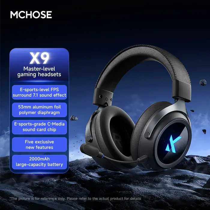 MCHOSE X9 casque de jeu sans fil 53mm 7.1 son Surround C-Media carte son professionnelle Tri Mode 2.4G BT e-sports