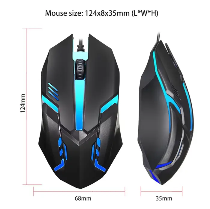 Souris de jeu filaire USB 5000 DPI 3 boutons silencieuse