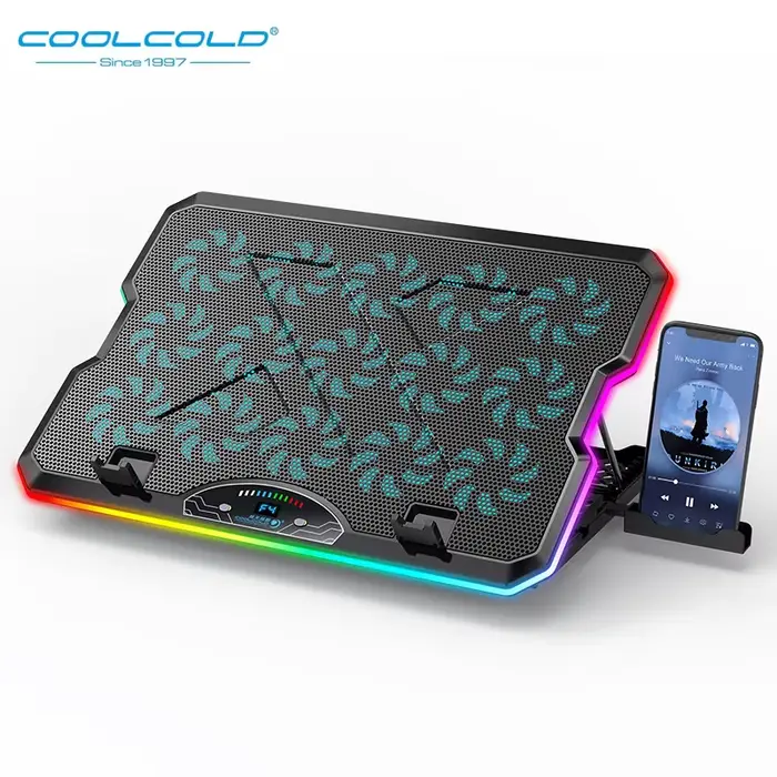 Coolcold-Refroidisseur d'ordinateur portable RGB Gaming Notebook Cool Stand Ergonomics 15 GérUSB Por