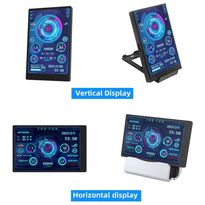 Écran secondaire de type C de 3.5 pouces pour ordinateur CPU RAM GPU HDD moniteur 320*480 IPS LCD ISB affichage logiciel TURZX NO AIDA64