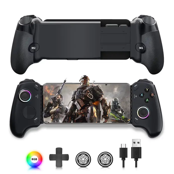 Contrôleur de jeu mobile AceGamer type-c pour iPhone série 15/Android, manette de jeu extensible Plu