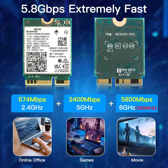 Carte WiFi 7 BE200 BT5.4 BE200NGW 8774Mbps