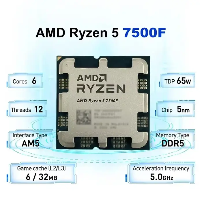 Processeur AMD Ryzen 5 7500F AM5 haute performance