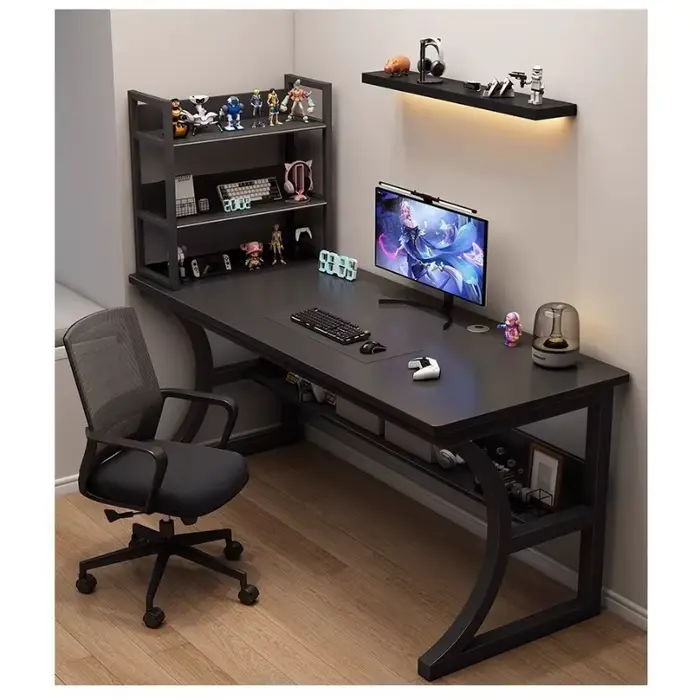 Table de jeu, table d'ordinateur de bureau pour la maison avec étagères