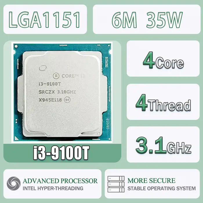Intel Core I3-9100T 4 cœurs 4 fils 3.1GHz 6 mo 35W I3 9100T ordinateur processeur d'unité centrale s