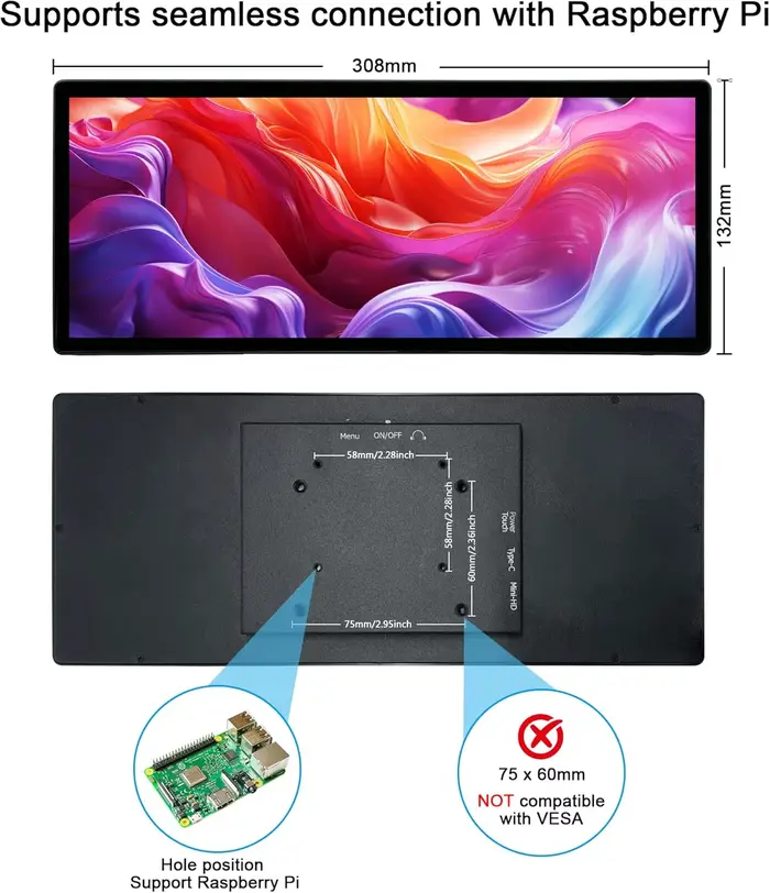 Moniteur Portable à écran tactile de 12.3 pouces