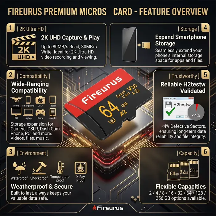 Carte mémoire Mini SD 16/32 Go A2 pour équipement de surveillance