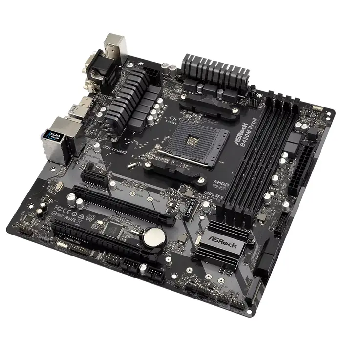 ASRock B450M PRO4 carte mère prend en charge 5950X 5800X3D 5700X3D 5600X 5600G 1700X 2700X CPU AM4 AMD 4xDDR4 3200MHz