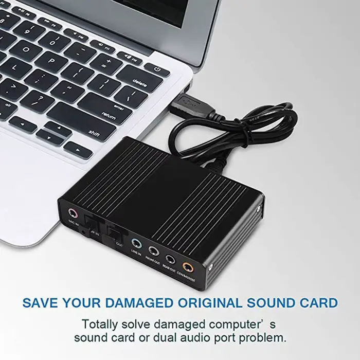 Carte son USB externe 5.1 à 6 canaux pour PC portable adaptateur Surround de bureau