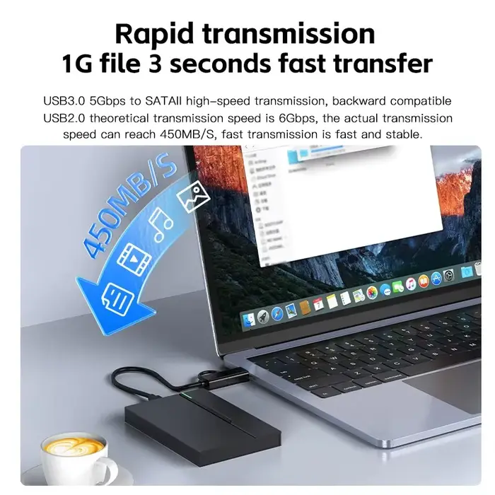 Boîtier de disque dur externe USB 3.0, 2.5 pouces, 6 to, prend en charge 7mm 9.5mm SATA SSD HDD pour ordinateur portable